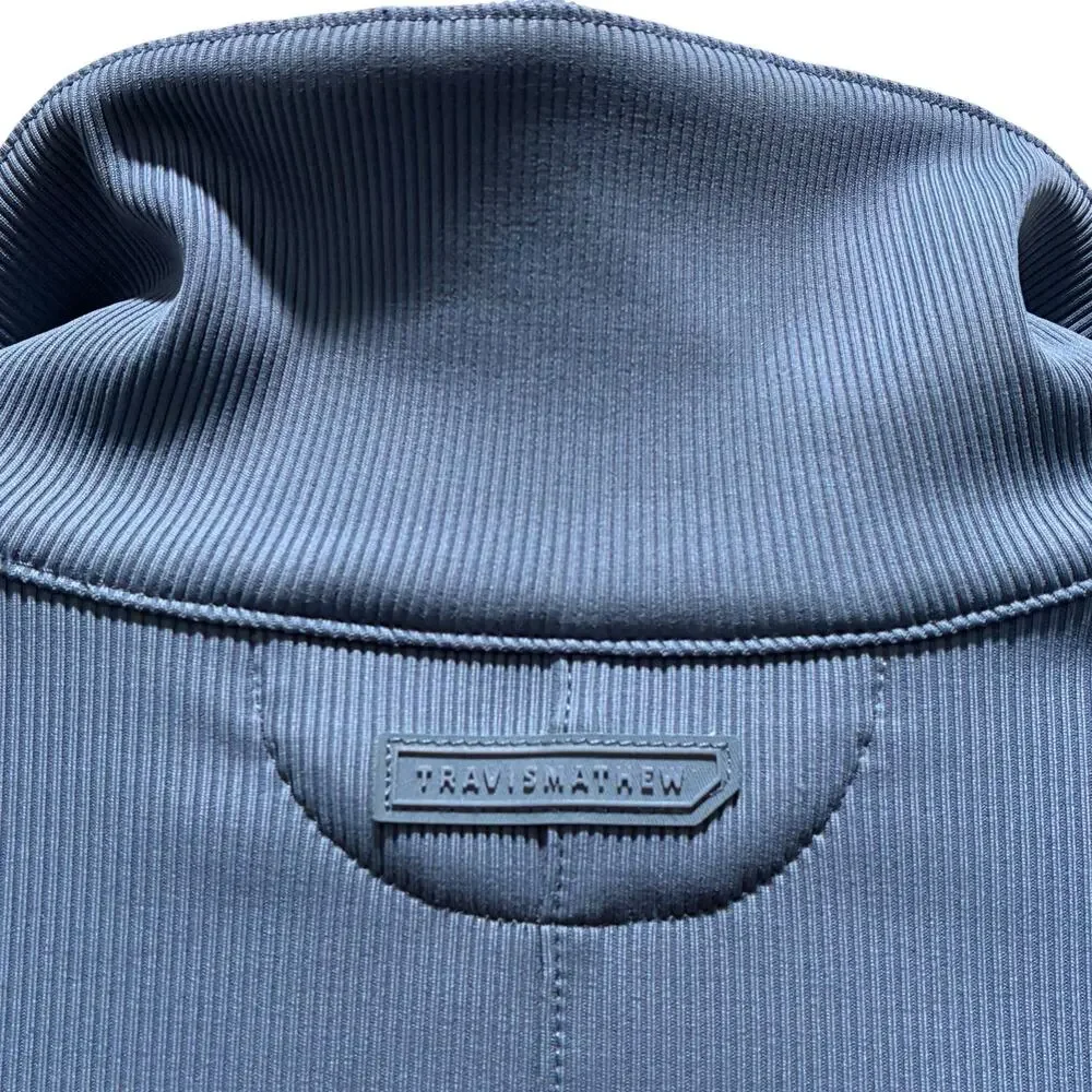 Travis Mathew Top Movement Short Sleeve V Neck Polo Shirt Blue Womens Small New - Picture 7 of 13